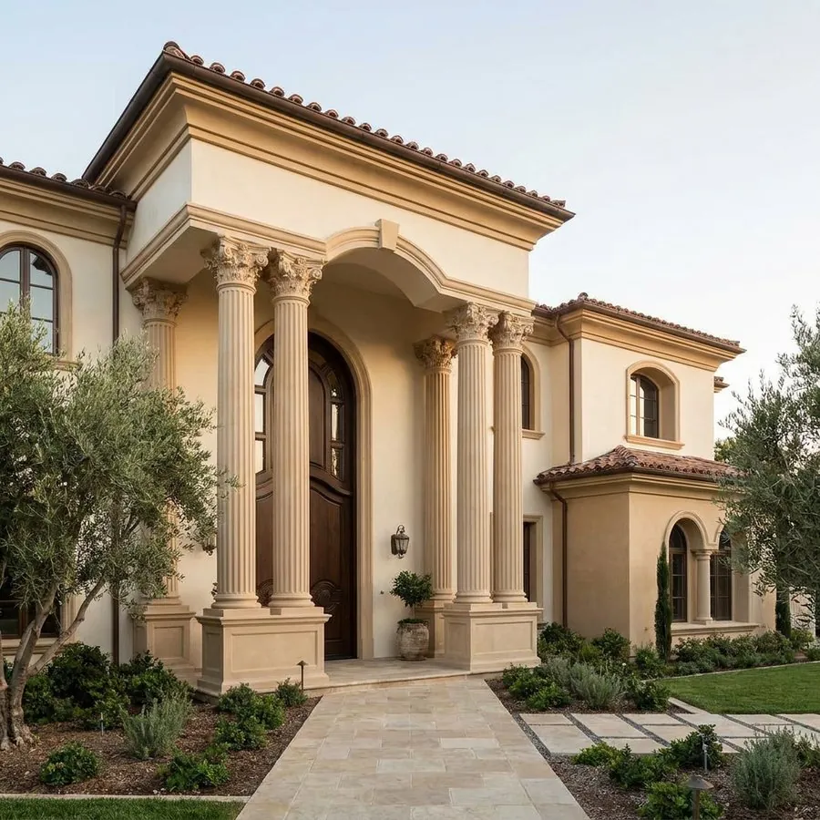 كلاديكو® columns installed on a villa facade
