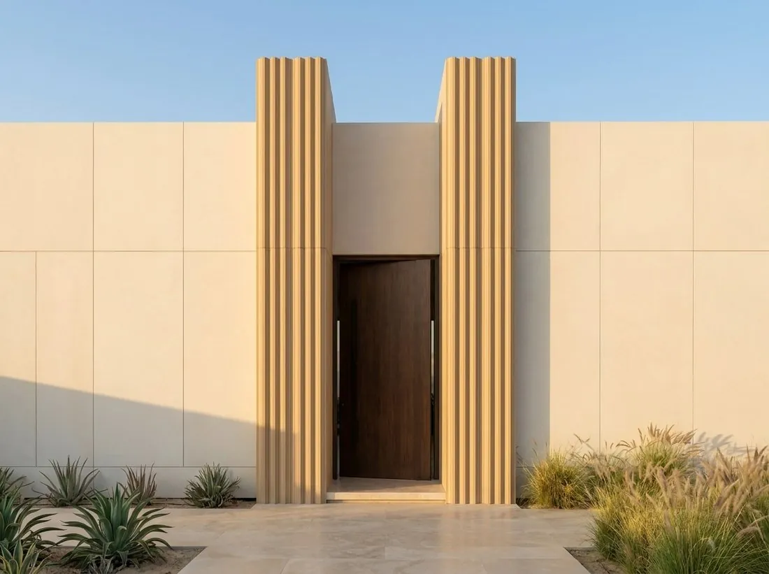 كلاديكو® fluted pilasters on a modern entrance
