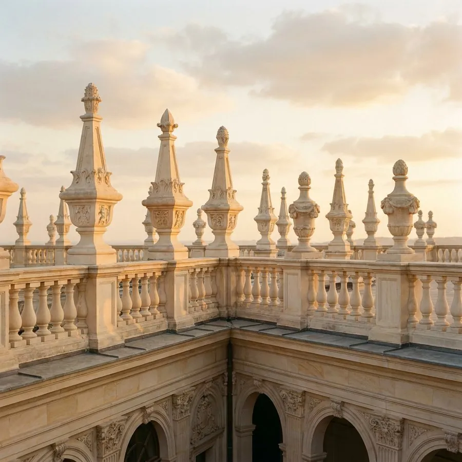 كلاديكو® pinnacles installed along a rooftop parapet