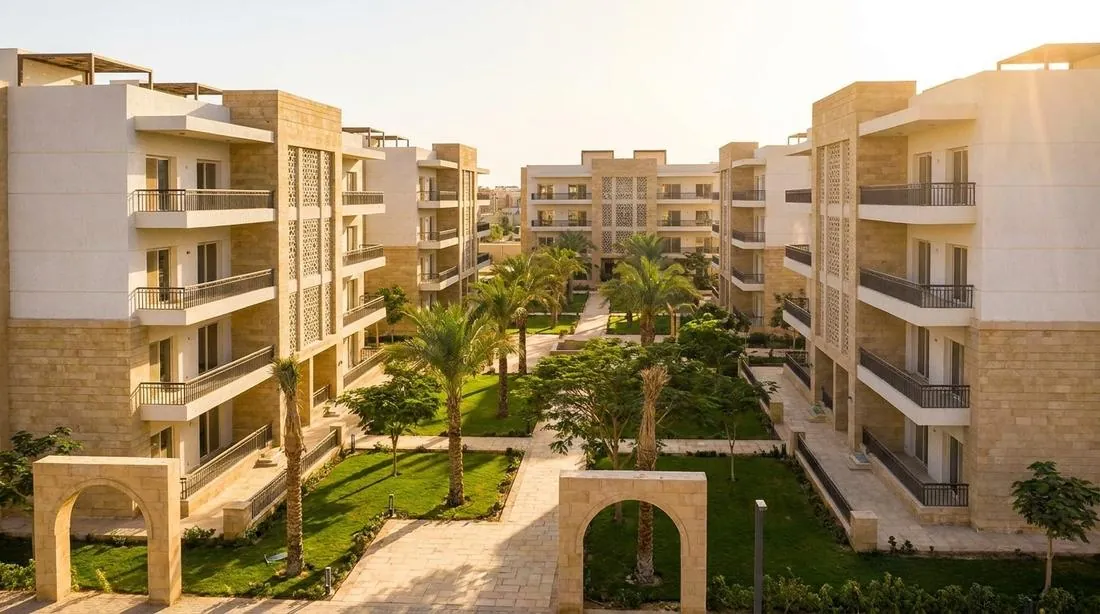 Sand-toned residential elevations at Kunouz Asyut